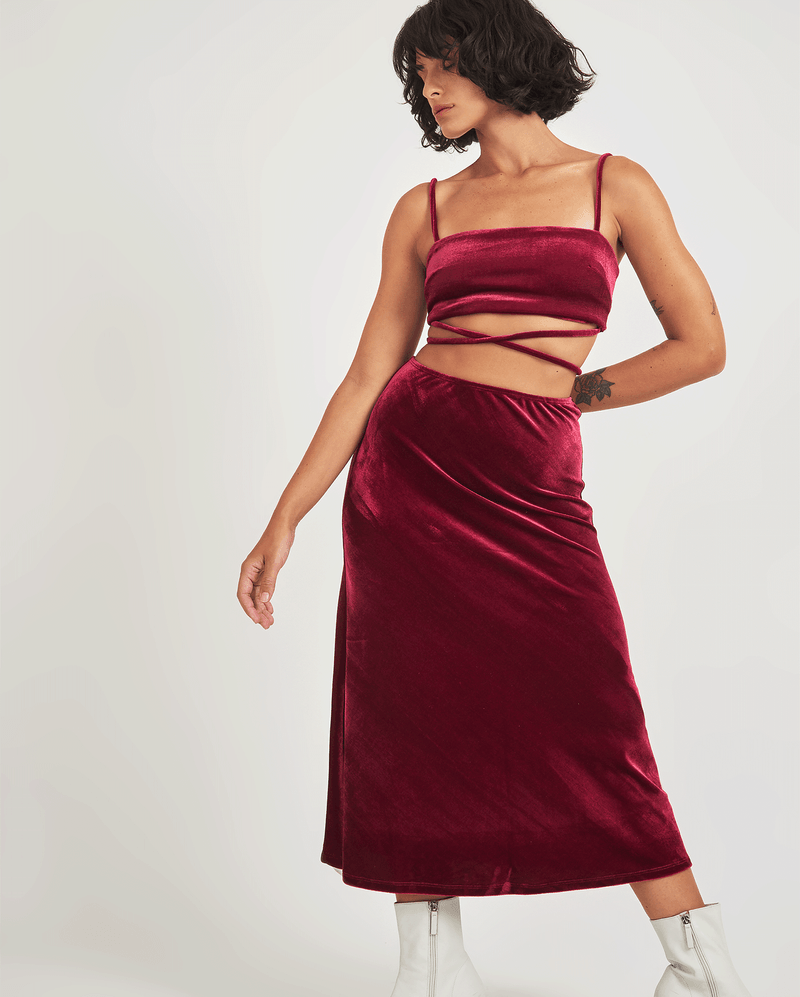 Burgundy Skirt Loja Tres