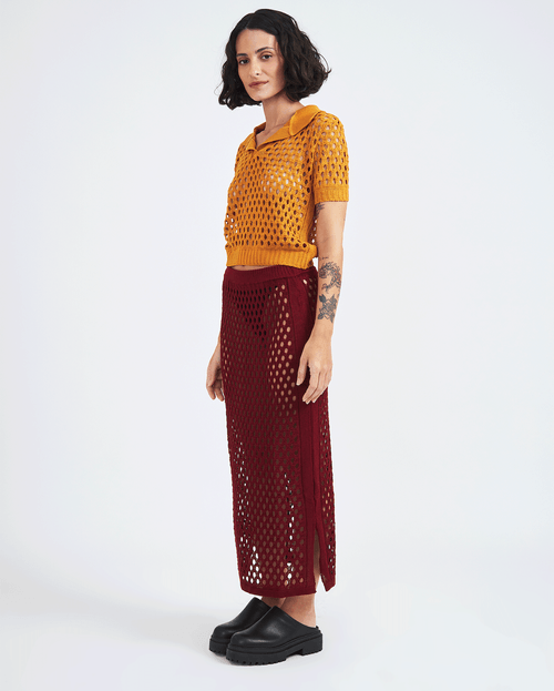 Burgundy amanda lira knit skirt